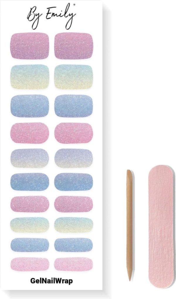 By emily® gel nail wraps & gellak stickers - sugarplum glitz - nagelstickers - gel nagel folie - diy manicure - langhoudende nail art - uv led lamp vereist - trendy designs - nagelstickers kerst - kerst stickers - veilig voor nagels - 20 stickers