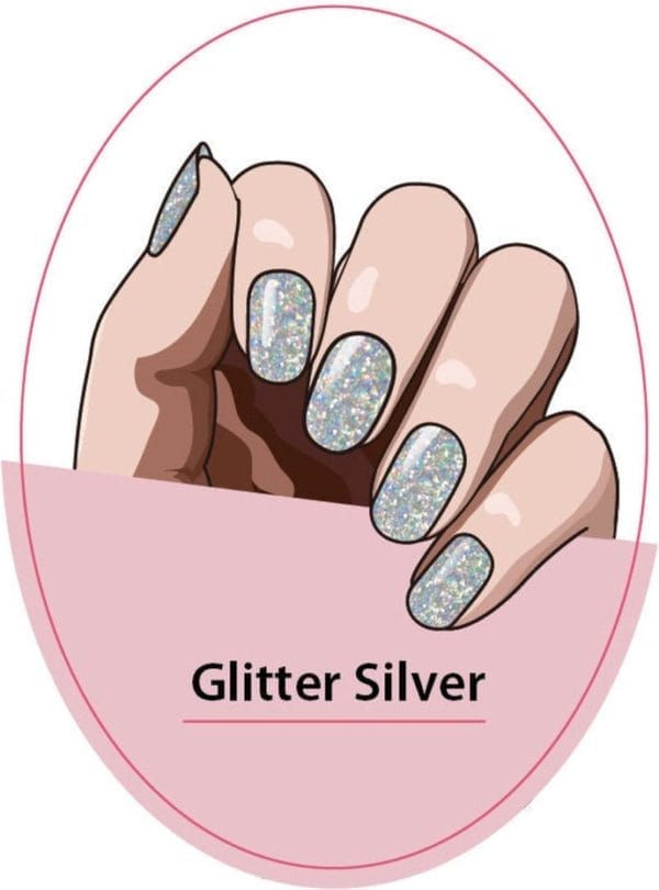 Cliqglow - semi-cured nail wraps - nagelstickers - gellak stickers - glitter silver