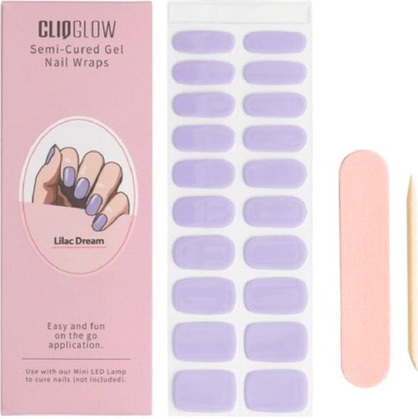 Cliqglow - semi-cured nail wraps - nagelstickers - gellak stickers - lilac dream