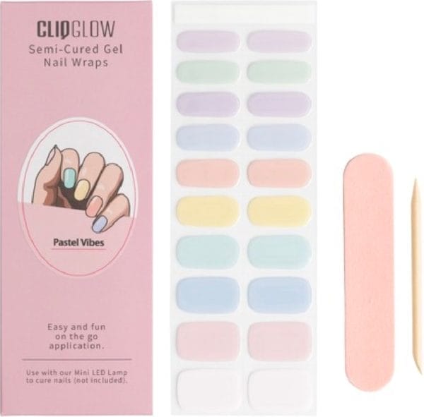 Cliqglow - semi-cured nail wraps - nagelstickers - gellak stickers - pastel vibes