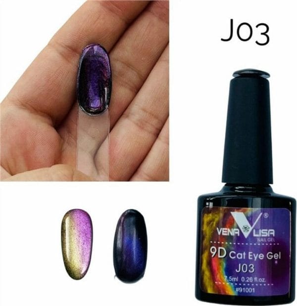 Cateye gellak 9D J03 - Gel nagels - Gellak - Cateye nailart - Nailart - Nagelsalon - Nagelstyliste - Nagel versiering - Glitters nagel