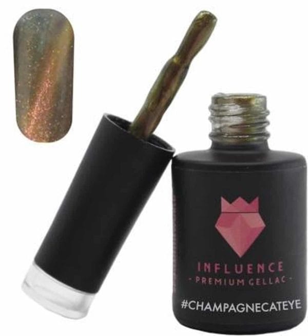 #champagnecateye - influence gellac - uv/led gellak - gel nagellak - gel lak - bruin / goud / glitter / magneet - 10 ml