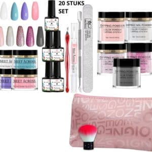 Charmy Dipping Powder Starters Kit - 9 kleuren - Nagels dip poeder - Complete set - 20 delig - Nails - Opbergetui en handleiding - Acryl Nagels Starterskit - Nagellak - Nailart