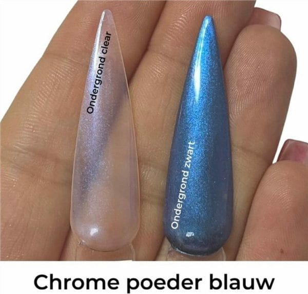 Chrome poeder 10ml blauw - Nailart - Chrome poeder nagels - Nagelsalon - Nagelstyliste - Nepnagels - Nail art poeder - Nails