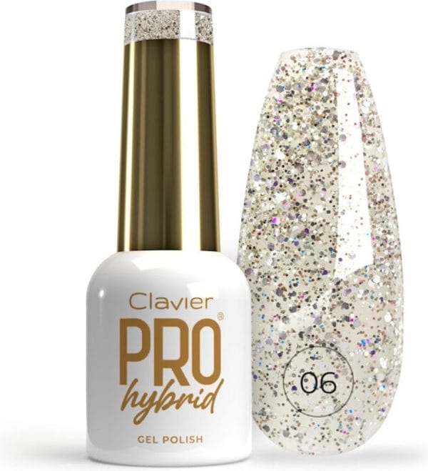 Clavier pro hybrid gellak bijou bright grijs glitter beige - 06