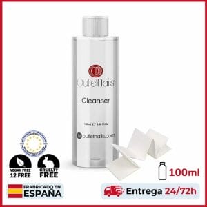 Cleaner Voor Gel 100Ml Cherry Aroma + 10 Hoge Kwaliteit Cellulose-Verwijder De Kleverige Coating Van Semi-permanente Glazuren | Op Outlet Nagels | Gel Nagels | Gemaakt In Spanje