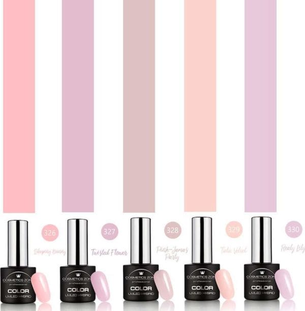 Cosmetics zone gellak set 5 kleuren sweet pink