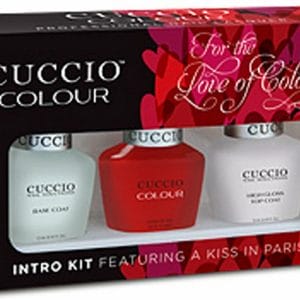 Cuccio Colour Nailpolish Trio-kit A kiss in Paris - Klassiek Rood - Nagellak - Basecoat - High Gloss Topcoat - 13 ml - Ideaal geschenk - Gift - Valentijn