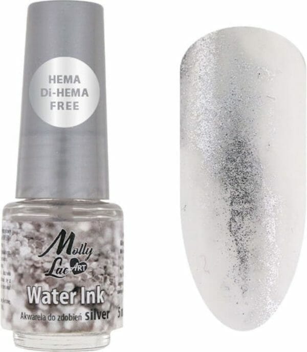 Drm nail art water ink aquarel metallic zilver