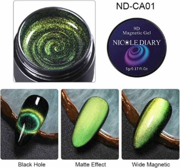 DW4Trading Magnetische 9d Cat Eye Nagellak Set Groen - Inclusief Magneten - Nail Art