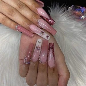 De 2 Lalas - Kunstnagels - nep nagels - plak nagels - diamandjes - steentjes - press on nails - 24 stuks - secondenlijm + nagelpatches - vijl - bokkepootje - alcoholdoekje