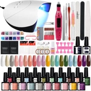 De Fleur - Gel Nagellak Starterpakket - Incl. 12 Colours Gel Nagelset + UV Lamp + Nagel Dril machine + Nagelknippers + Nagel olie + gellak glitters +