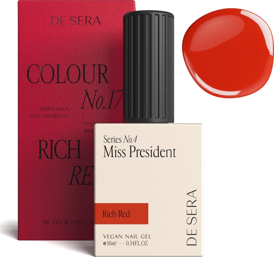 De sera gellak - rode gel nagellak - rood - 10ml - colour no. 17 rich red De sera gellak - rode gel nagellak - rood - 10ml - colour no. 17 rich red