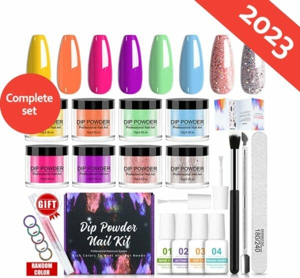 Deluqse dipping powder starters kit - 8 vibrante kleuren - acryl nagels starterspakket - dip nagels - dipping powder