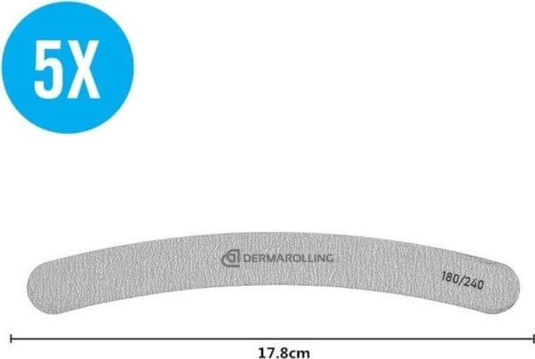 Dermarolling professionele nagelvijl banana grit 180/240 - set van 5 stuks