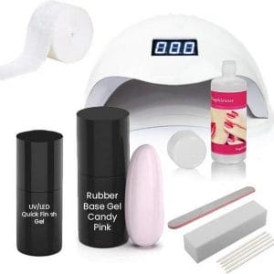 Easy Nails Rubber Base Gellak Starterspakket - Set voor Gelnagels - Candy Pink - Rubber Base Gel - Inclusief Nagellamp (LED)