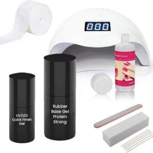 Easy Nails Rubber Base Gellak Starterspakket - Set voor Gelnagels - Protein-Strong - Rubber Base Gel - Inclusief Nagellamp (LED)