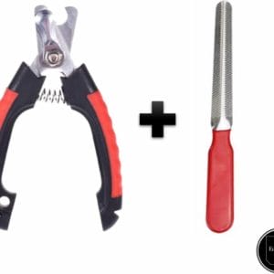 ElegaPet Professionele Nagelknipper Hond S + Nagelvijl - Rood Zwart - Dier - Nageltang Met Veiligheidsstop Nagelschaar