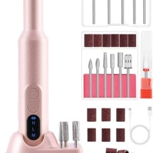 Elektrische Nagelvijlen Set - Professionele Nagelverzorging voor Thuisgebruik - Draadloos Nagelboormachine met Instelbare Snelheid - Inclusief Opzetstukken voor Vijlen, Polijsten en Modelleren - Compact en Draagbaar Design