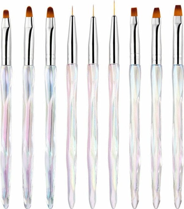 Elysee beauty 9 penselen set voor nagel gel en polygel - nagel kwasten - nail brush set