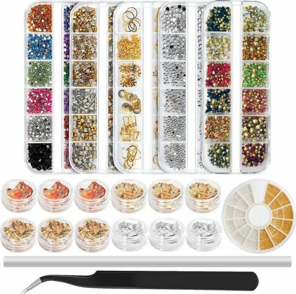 Elysee Beauty Nail art kit met nagelfolie / nagel diamantjes / nagel picker