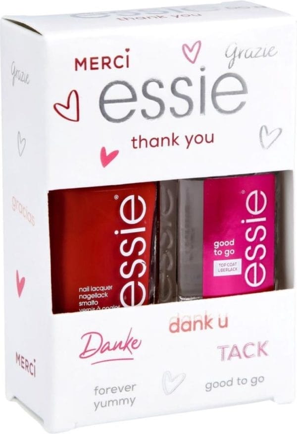 Essie thank you nagellak geschenkset - rood, topcoat - 2 x 13,5 ml