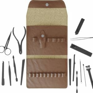 Estenye - Verzorging portemonnee - 16 delige Pedicure Set - man/vrouw verzorgingsset - Teennagelknipper - Eeltverwijderaar - Nagelknipper - Ingegroeide Teennagel - Nageltang - compact - manicure/pedicure - kwaliteit - Ideaal tijdens vakantie