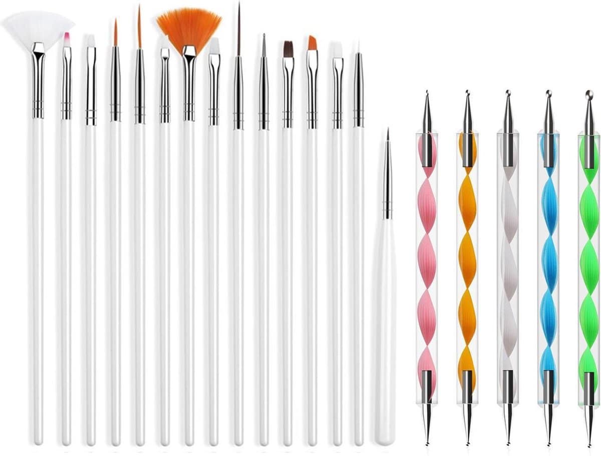 Evvie Delige Nail Art Set Nailart Penselen En Dotting Tools Wit Alles Over Gelnagels