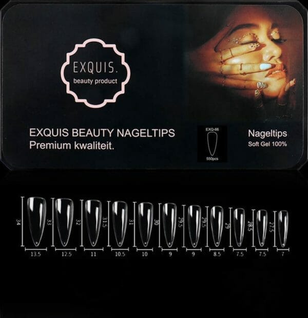 Exquis soft gel kunstnagels - nageltips stiletto transparant soft gel tips - 10 maten - 500 stuks