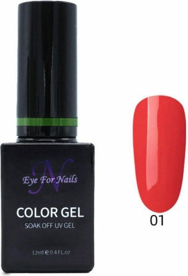 Eye For Nails Gellak Gel Nagellak Gel Polish Soak Off Gel - Kleur Rood/Red 001 - 12ML