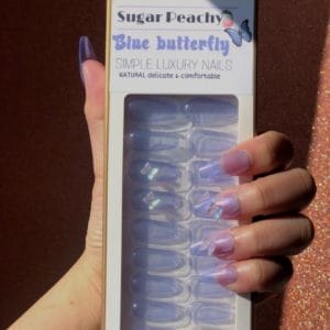 FASHION NAIL 24 PIECES-5 minutes fast nail art-soft material-comfortable /blue butterfly/Nepnagels/plaknagels/lijm