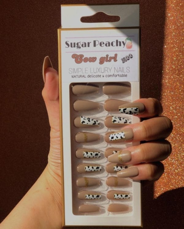 Fashion nail 24 pieces-5 minutes fast nail art-soft material-comfortable design/cow girl/nepnagels/plaknagels/lijm