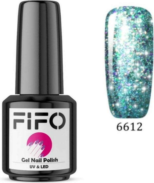 FIFO Nails, Elite Platinum Thermo Gel Polish - Metallic - Gellak-Temperatuurgevoelige nagellak - Thermische nagellak - Temperatuur veranderende - Kleur veranderende - XL - #012 ( Blauw - Lichtblauw - Groen - Paars - Glinsterend) (Platinum) - UV & LED