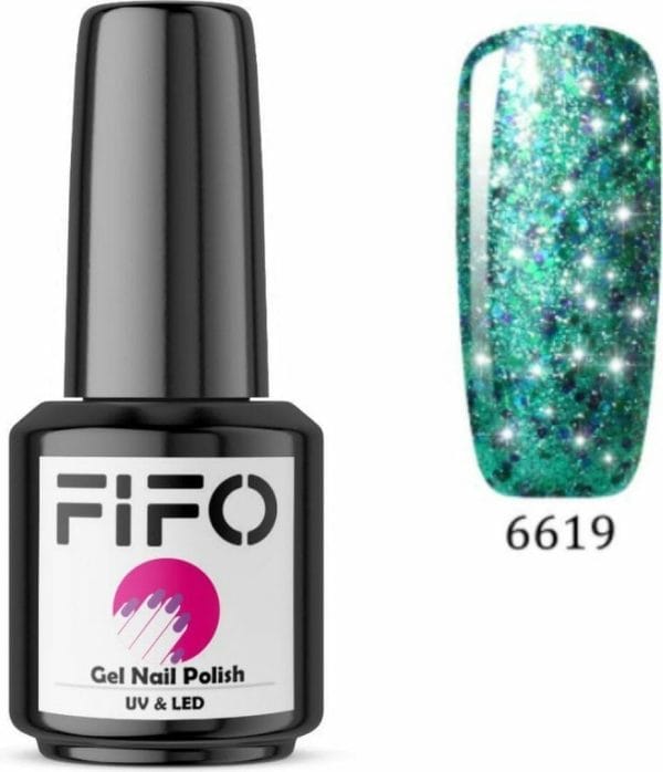 FIFO Nails, Elite Platinum Thermo Gel Polish - Thermo Gellak - Temperatuurgevoelige nagellak - Thermische nagellak - Temperatuur veranderende - Kleur veranderende - XL - #019 ( Groen - Blauw - Paars - Mermaid - Glinsterend) (Platinum) - UV & LED