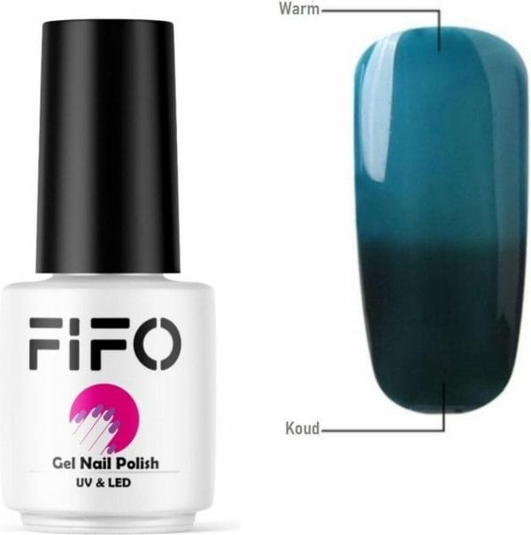 FIFO Nails, Thermo Gel Polish - Thermo Gellak - Temperatuurgevoelige nagellak - Thermische nagellak - Temperatuur veranderende - Kleur veranderende #5747 ( Blauw - Marineblauw ) - UV & LED