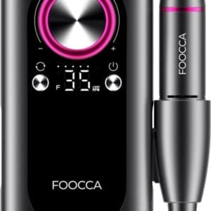 FOOCCA® Elektrische Nagelvijl - 35000 RPM PRO - Nagelfrees - Draadloos & Oplaadbaar - Manicure en Pedicure Set - Compact met Broekriemclip - 11 Bitjes en 65 Schuurrolletjes