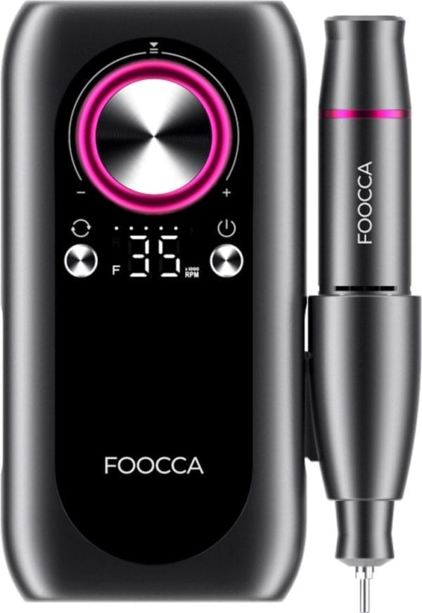 Foocca® elektrische nagelvijl - 35000 rpm pro - nagelfrees - draadloos & oplaadbaar - manicure en pedicure set - compact met broekriemclip - 11 bitjes en 65 schuurrolletjes