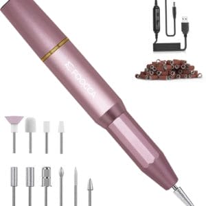 FOOCCA® Elektrische Nagelvijl - Nagelfrees - Aluminium Behuizing - 11 Bitjes en 58 Schuurrolletjes - Ergonomisch - Eelt Verwijderaar - Manicure Apparaat - Pedicure Set