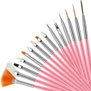 Fabyan Nail Art Brushes - Set van 15 - Roze - Nagel Kwastjes - Nail Art Penselen - Kunstnagels - Gel Nagels - Acryl Nagels - Nagel Kunst