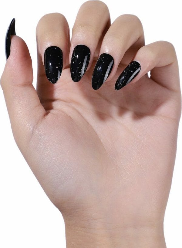 Fairy dust - nail tabs - press on nails - nep nagels - plak nagels zwart glitter