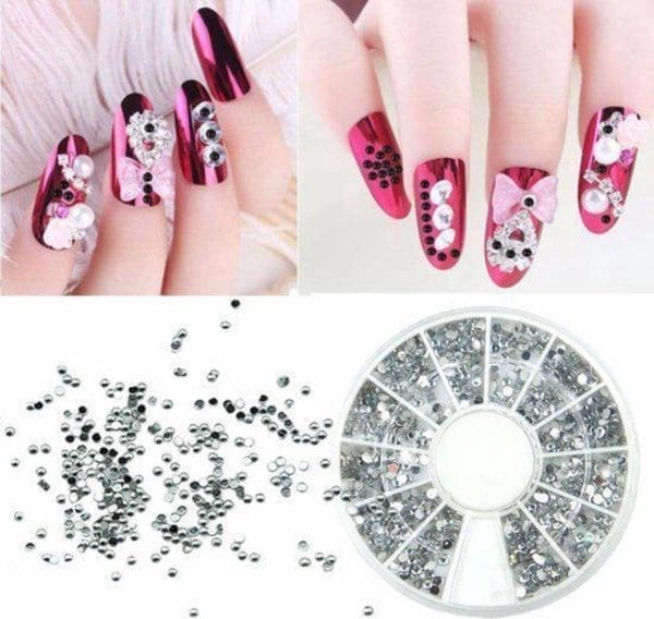 Finnacle - nageldecoraties - doosje rhinestone zilver - carrousel -strass nagel steentjes / nagel diamantjes / nail art