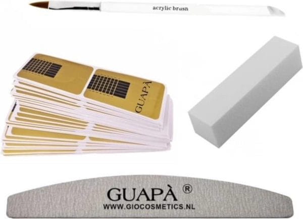 Guapà - acryl nagel sjablonen set - nail forms - french manicure - goud - nagelvijlen & acryl penseel | 50 stuks