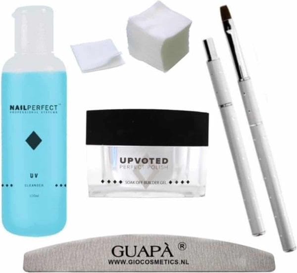 GUAPÀ - Builder Gel Pakket Deluxe voor het zetten van Nagelverlenging & Verstevigde Nagels - Bouwgel - Gel penseel & UV Cleanser - Nagelvijl & Celstof Pads