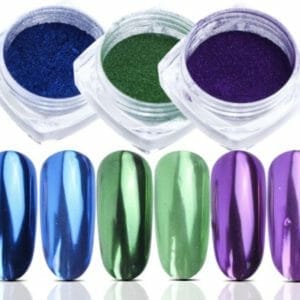 GUAPÀ - Holografische Glitter Poeder Set - Paars & Blauw & Groen - Nail Art & Nagel Decoratie Chrome Nails - 3 stuks