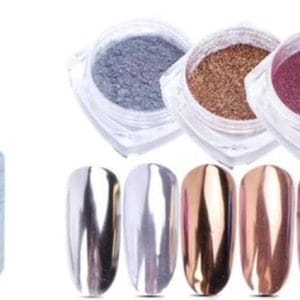 GUAPÀ - Holografische Glitter Poeder Set inclusief Top Coat - Roze Zilver Goud - Nail Art & Nagel Decoratie