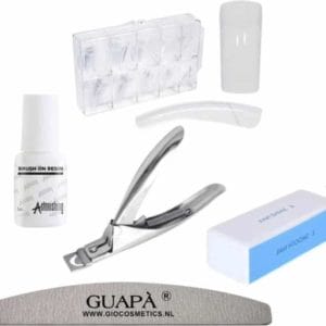 GUAPÀ - Kunstnagel Set voor het zetten van Nagelverlenging - 100 stuks Transparant Deluxe Nagel Kit - Acryl, Gel & Poly Gel nagels -