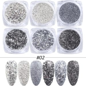 GUAPÀ - Nagel Glitter Poeder Nail Art Set Zilver - 6 Stuks