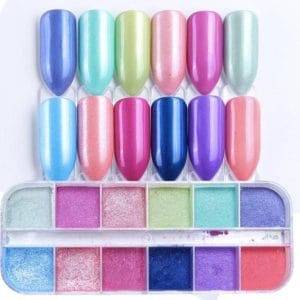 GUAPÀ - Nagel Nail Art Holografische Glinster Glitter Poeder - Diverse Kleuren - 12 stuks