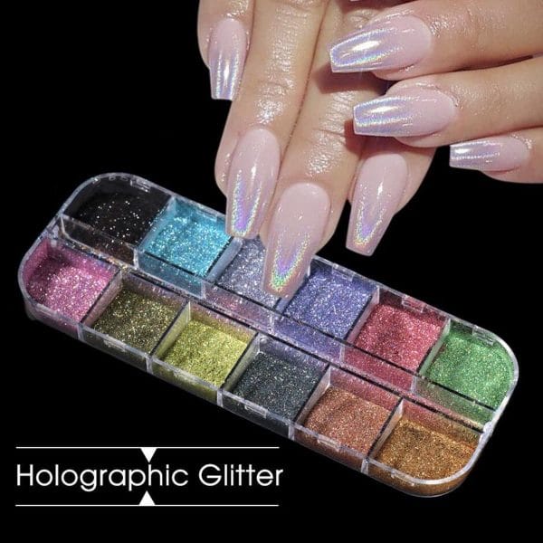 GUAPÀ - Nagel Nail Art Holografische Glitter Poeder - Diverse Kleuren - 12 stuks