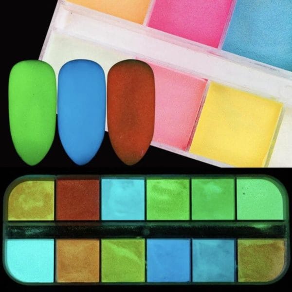 Guapà - nagel nail art neon glitter poeder - diverse kleuren - 12 stuks
